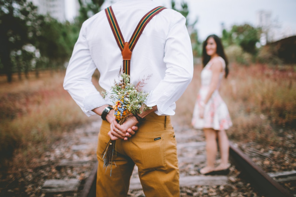 flowers behind back